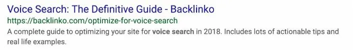 Rich snippet. Voice search backlinko