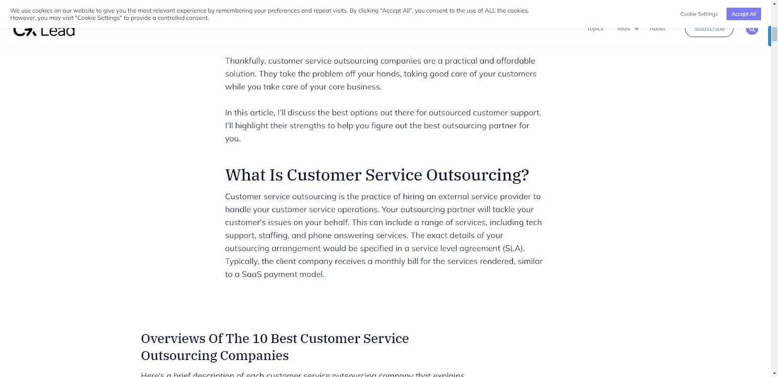 Customer Service Outsourcing