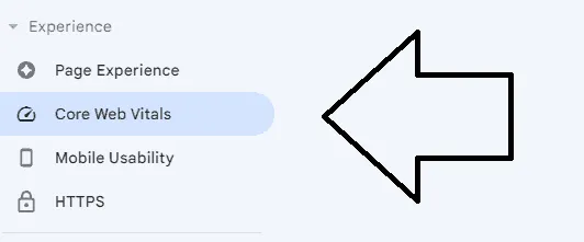 Experience tab of Google Search Console