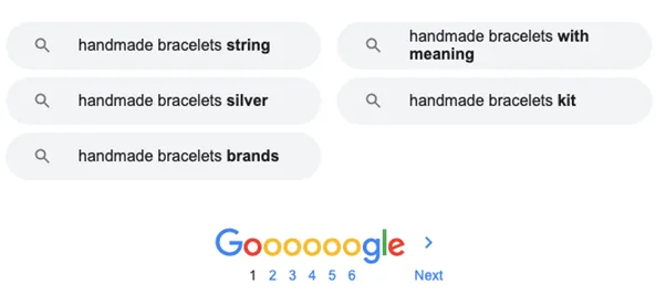 Google - related searches at the bottom of the results page