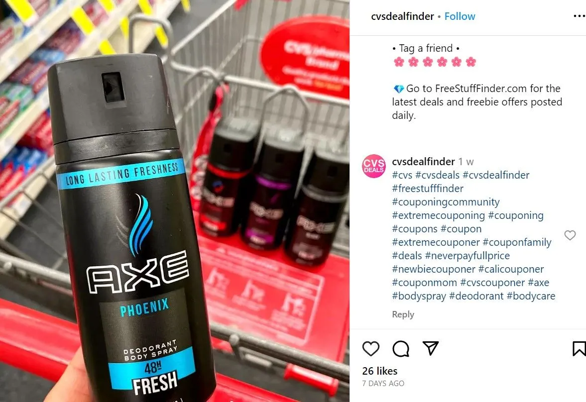 Instagram post with hashtags